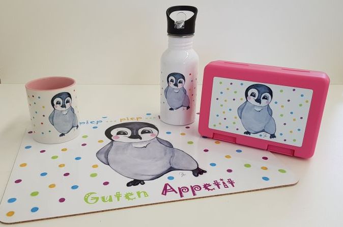 Set Brotzeitbox Pinguin rosa