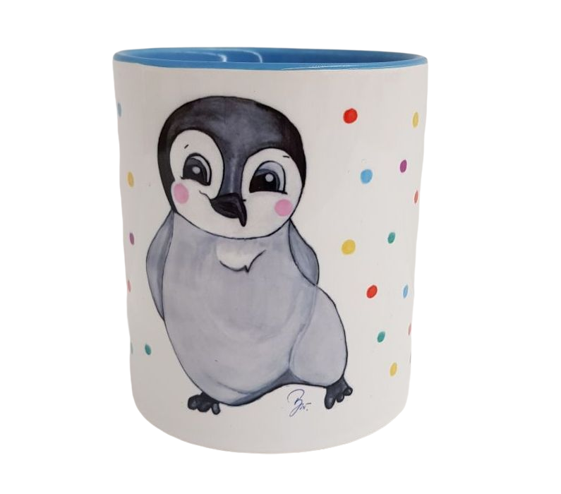 Kindertasse Pinguin hellblau