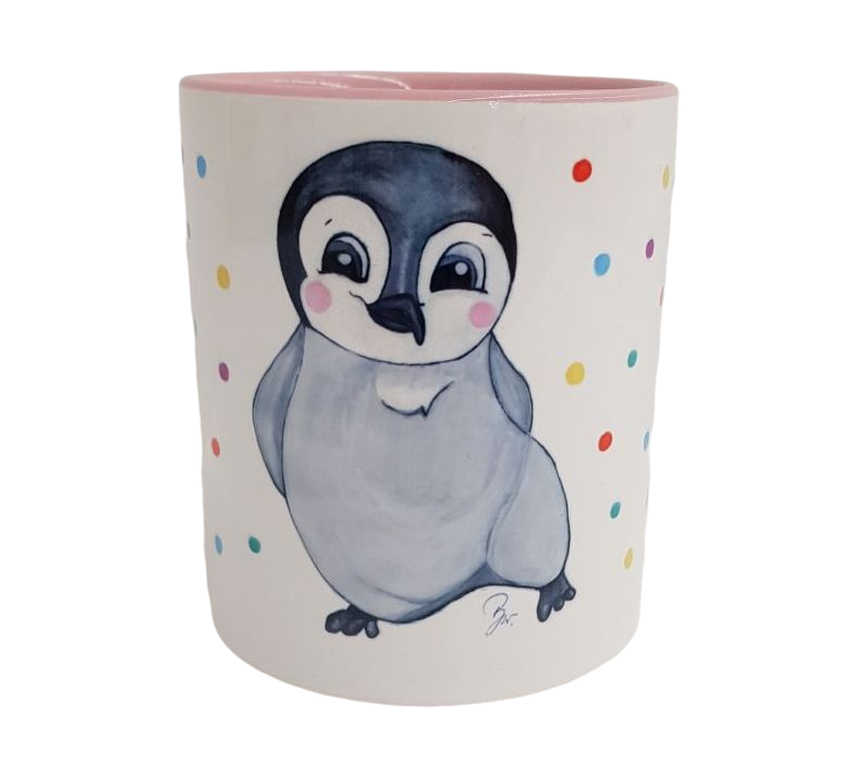 Kindertasse Pinguin rosa